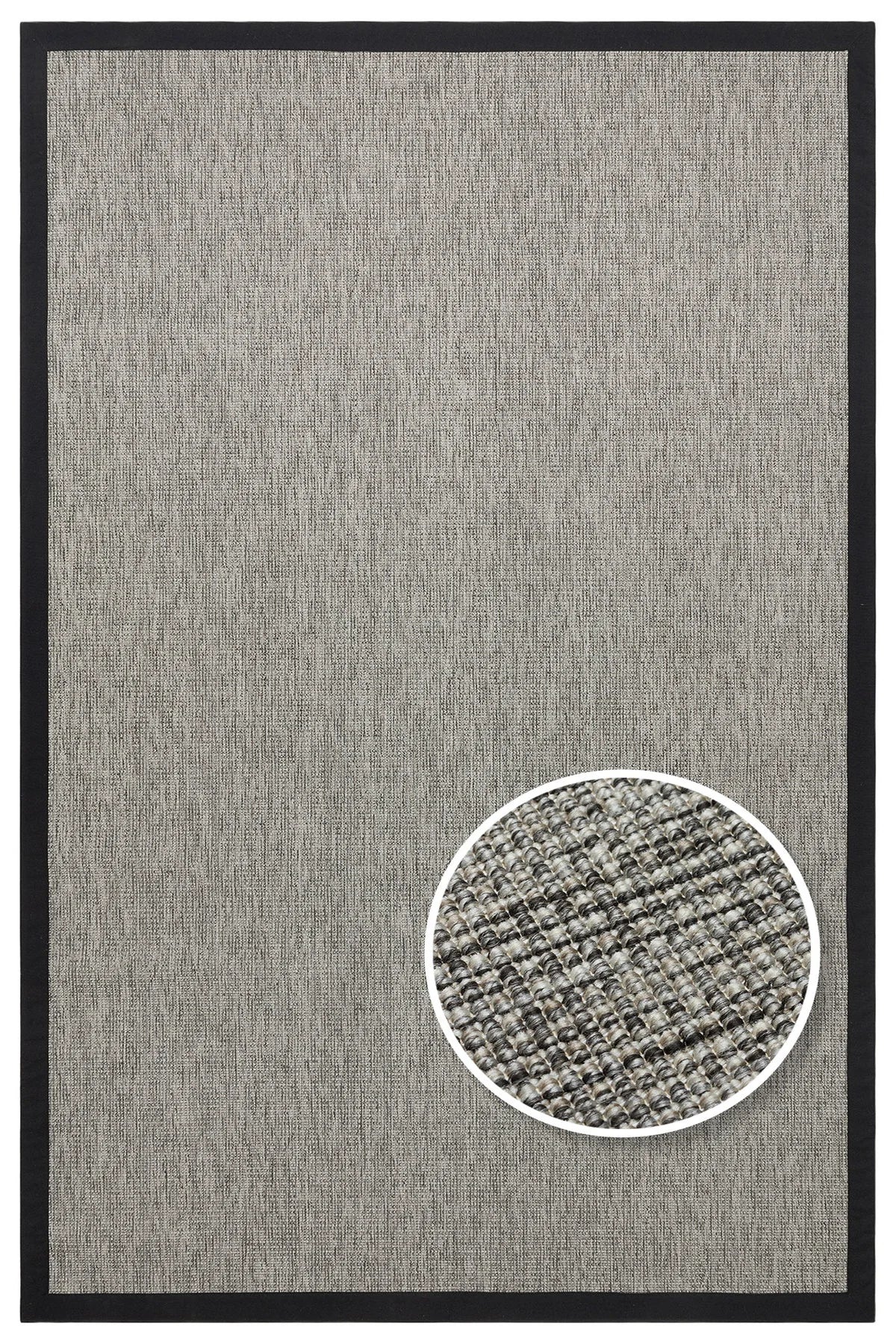 Desert Bordür 04 Gri / Bordür Siyah Sisal Halı